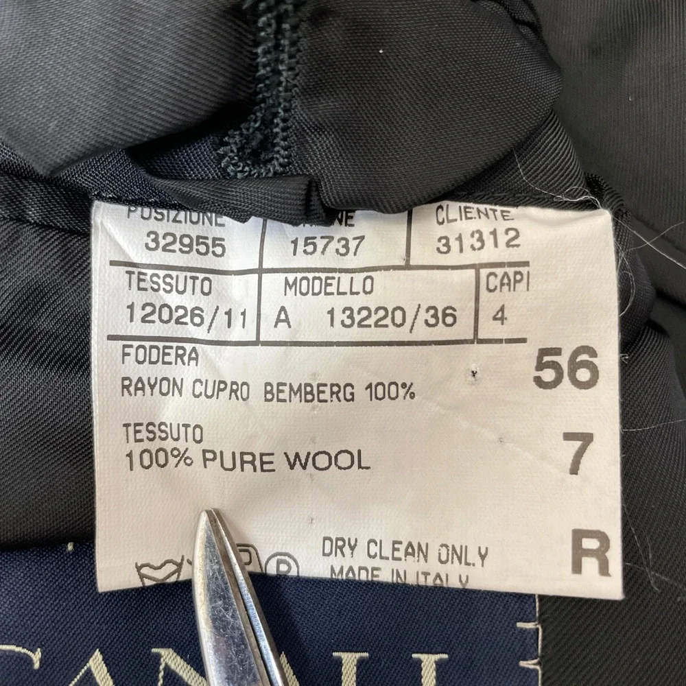 Canali Mens Gray 100% Wool 2 Button Blazer Sport Coat Italy EU 56R, US‎ 46R